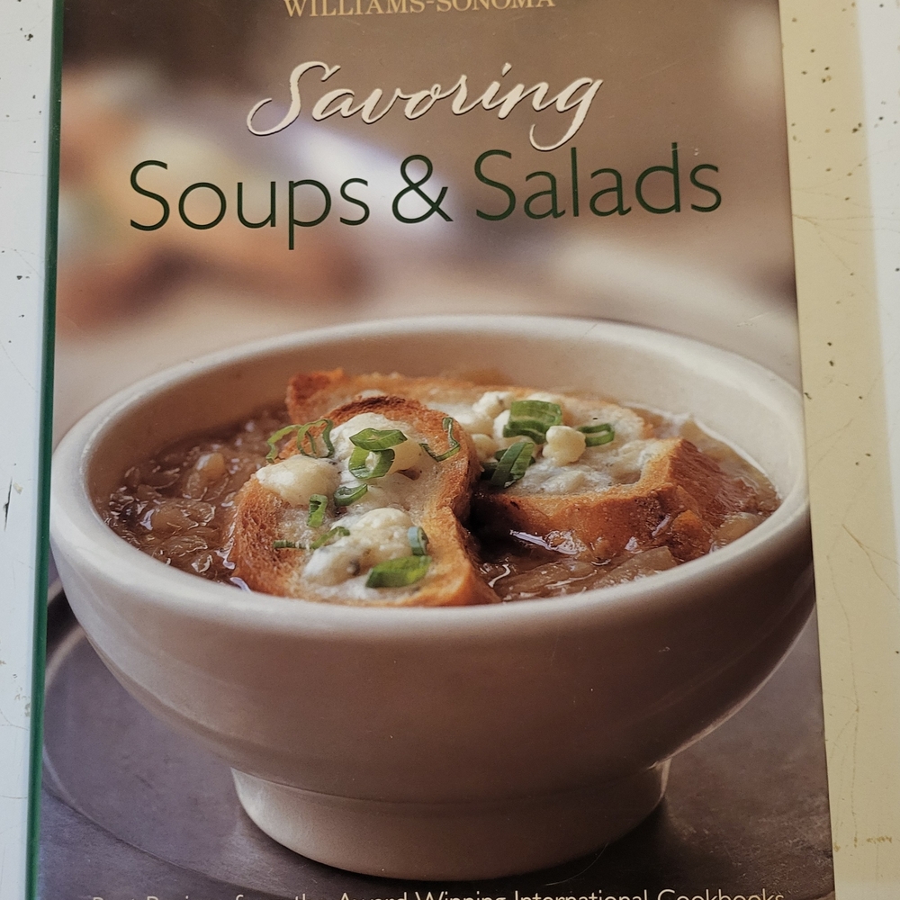Williams Sonoma Soups & Salads Cookbook with Cream and Brown Cover
